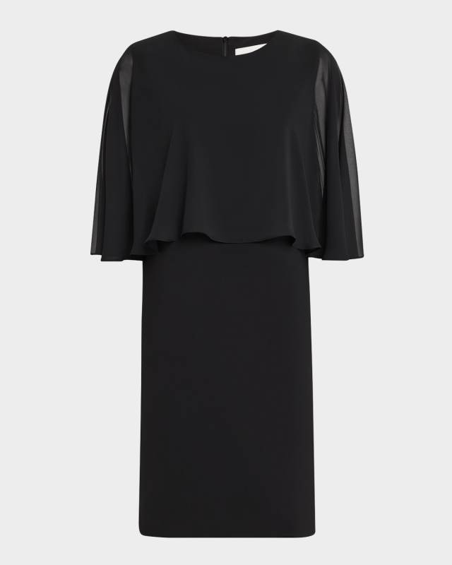 Double Crepe & Georgette Capelet Dress